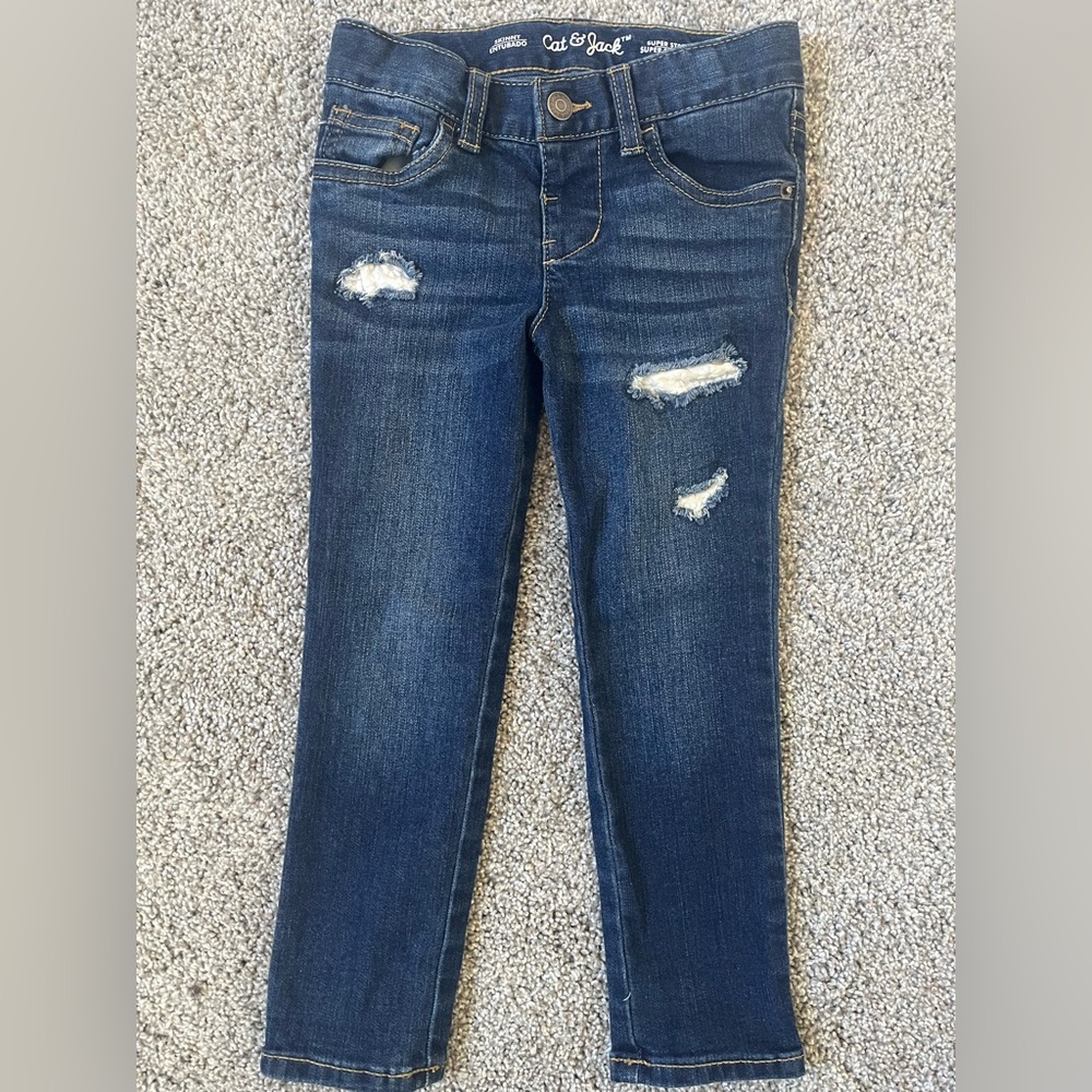 Cat & Jack Dark Blue Distressed Skinny Jeans